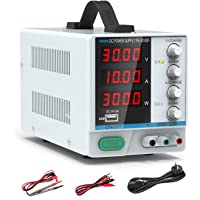 Fuentes de Alimentacion Regulables- 0-30V - 0-10A Fuente Alimentación Regulable conmutación ajustable digital- con…